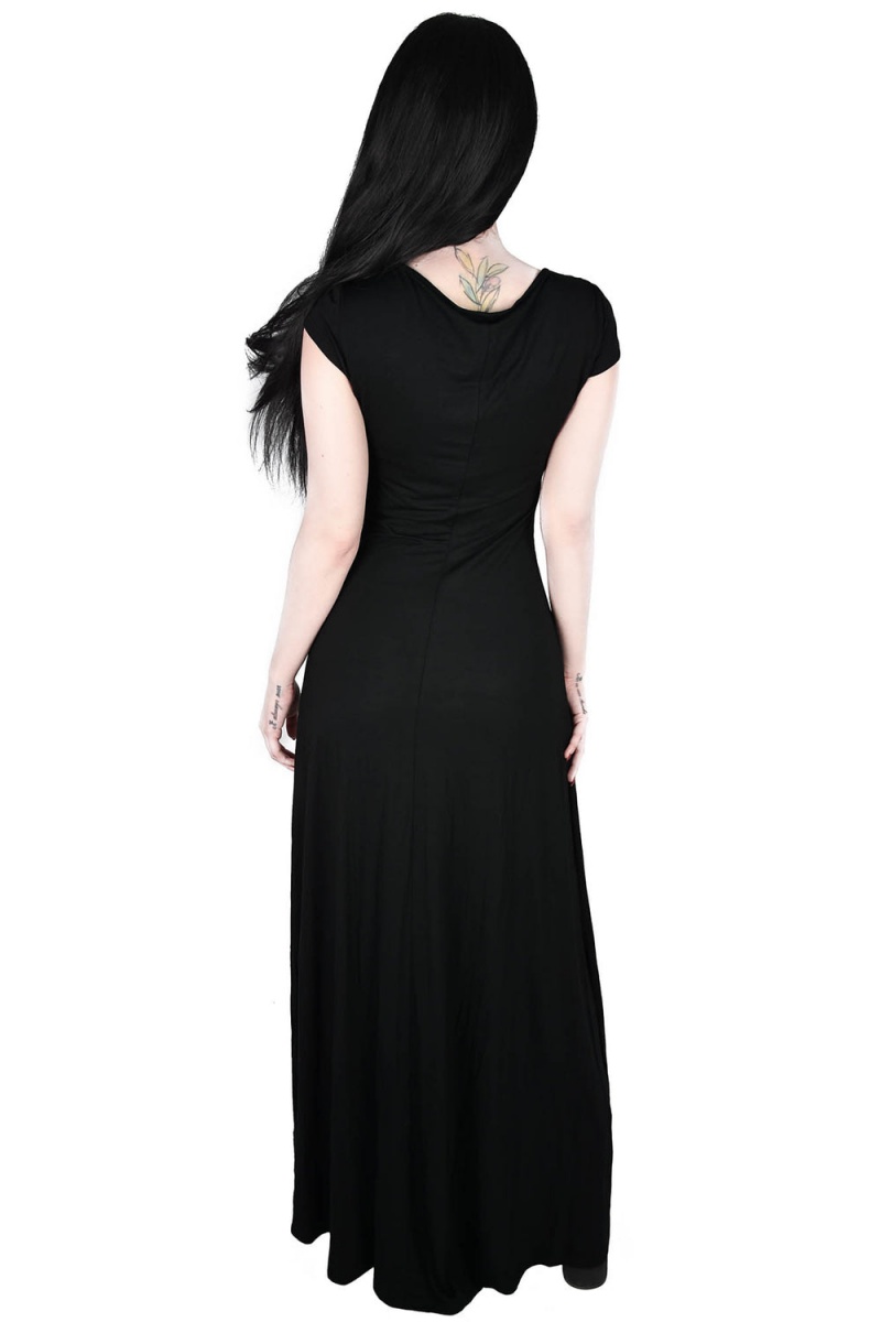 Killstar Ripley T-Maxi Vestido Negros | 91650-NLWD