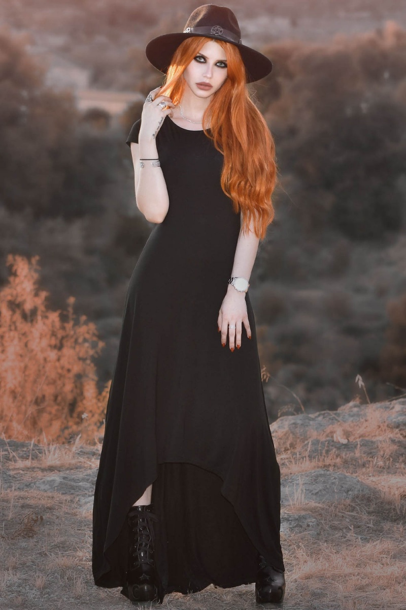 Killstar Ripley T-Maxi Vestido Negros | 91650-NLWD