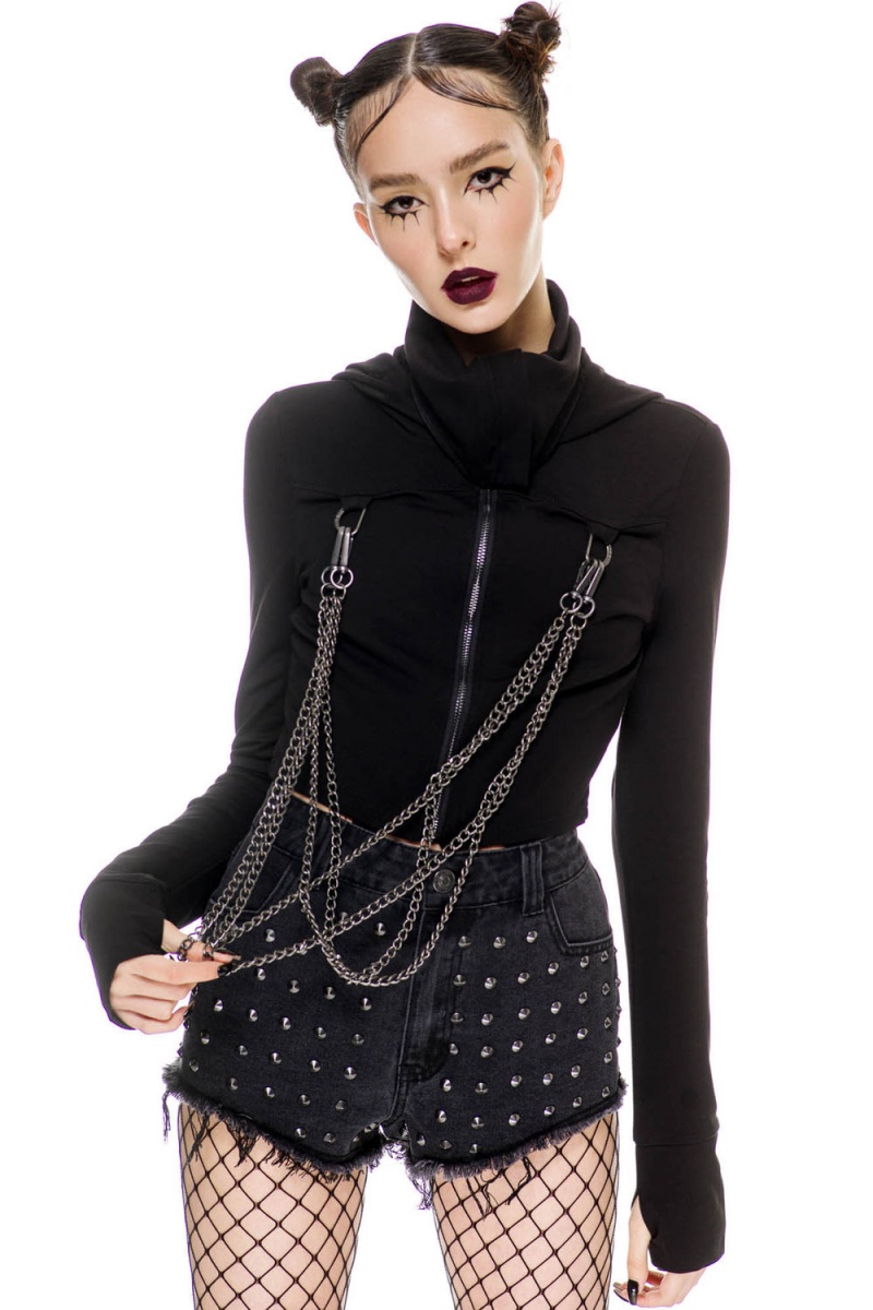 Killstar Rogue Masked Hoodie Negros | 51346-LZJB