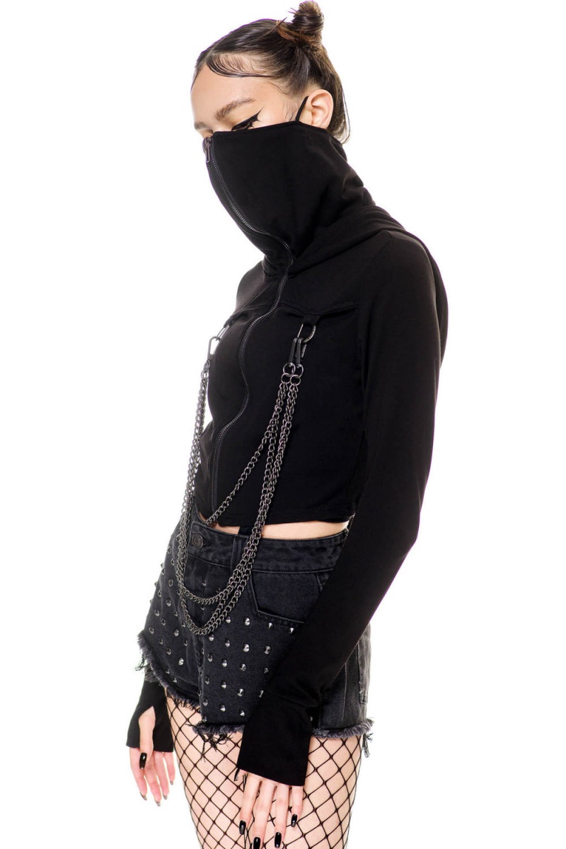 Killstar Rogue Masked Hoodie Negros | 51346-LZJB