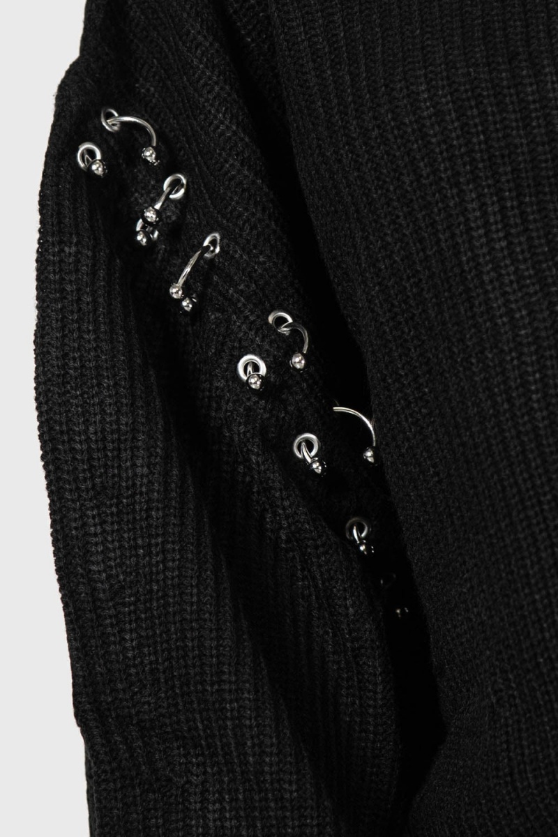 Killstar Rook Knit Sueter Negros | 45961-GQXL
