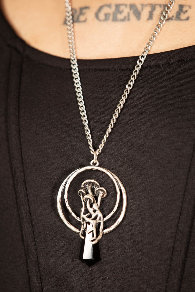Killstar Root Of Evil Necklace Plateados | 75231-RZQK