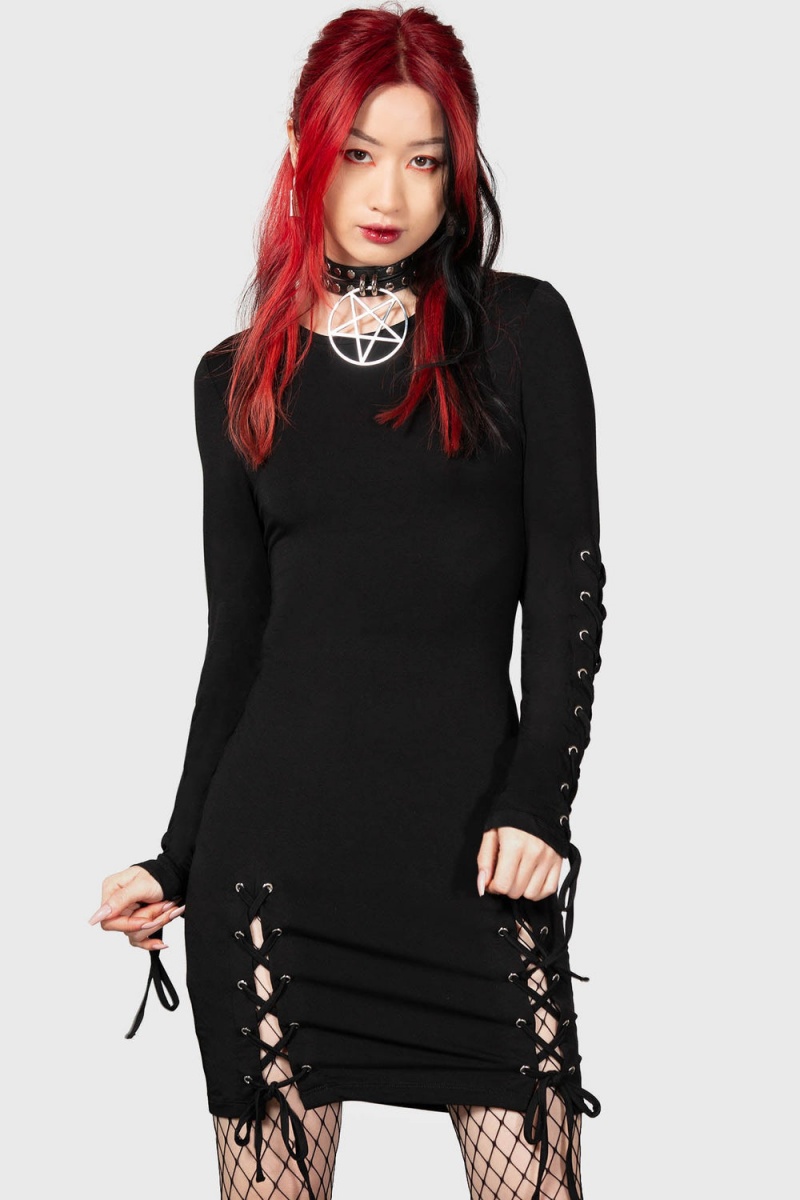 Killstar Rory Bodycon Vestido Negros | 69307-UDSG