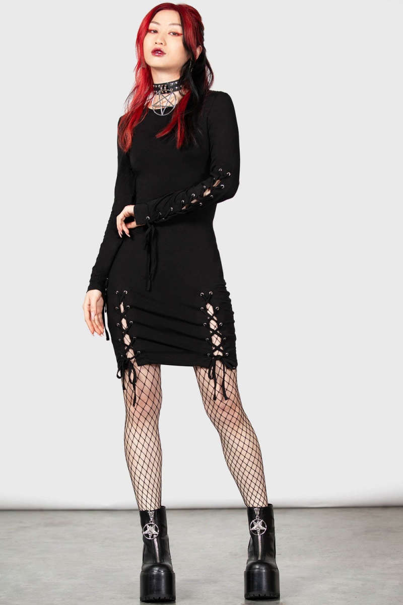 Killstar Rory Bodycon Vestido Negros | 69307-UDSG