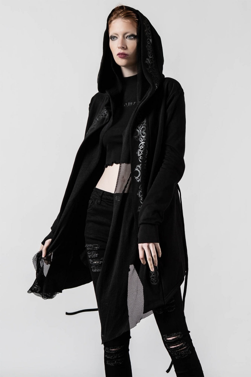Killstar Ruination Encapuchado Cardigan Negros | 49752-IGKO