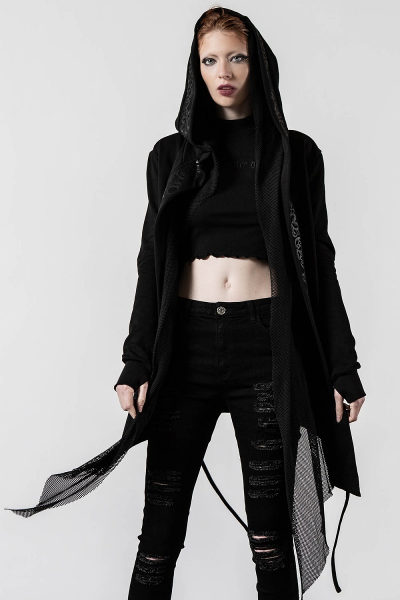 Killstar Ruination Encapuchado Cardigan Negros | 49752-IGKO