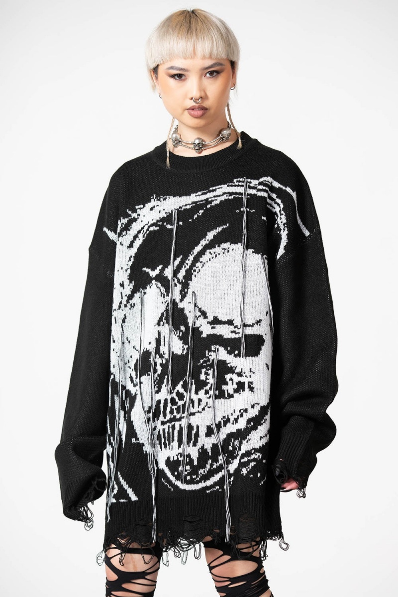 Killstar Ruined Relic Knit Sueter Negros | 20759-FAUO