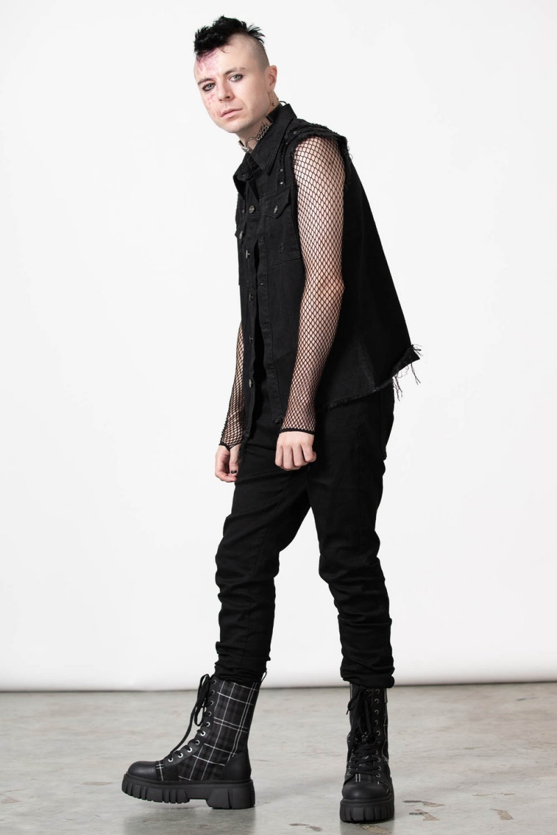 Killstar Ruse Denim Vest Negros | 13407-SRTA