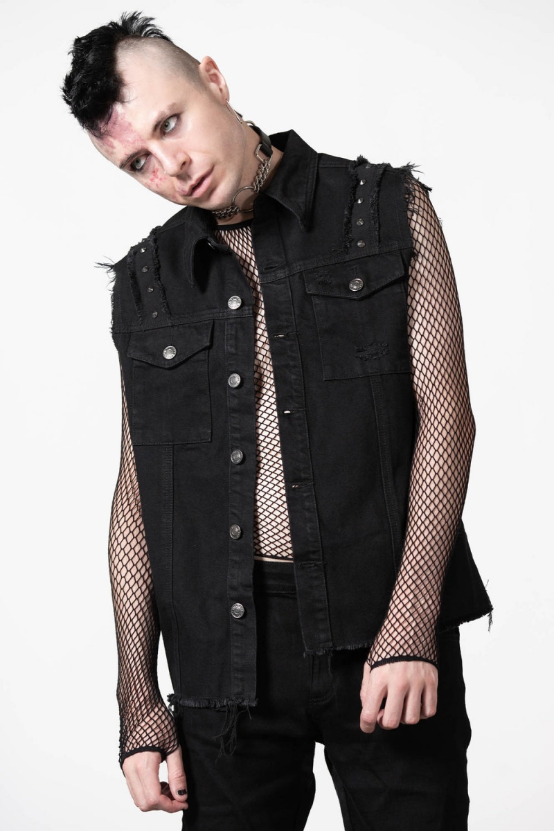 Killstar Ruse Denim Vest Negros | 51780-DRQY
