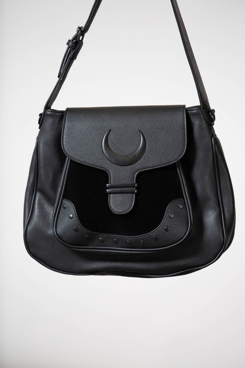 Killstar Sacred Moon Satchel Bag Negros | 26074-PBUL