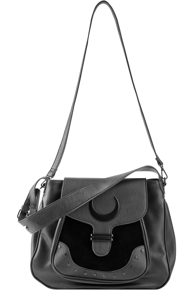 Killstar Sacred Moon Satchel Bag Negros | 26074-PBUL