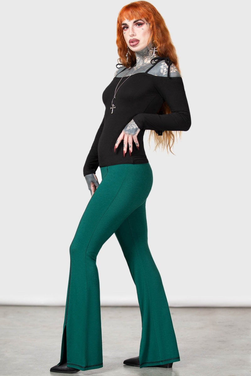 Killstar Santaleles Bootcut Trousers Verdes | 31540-YCKD
