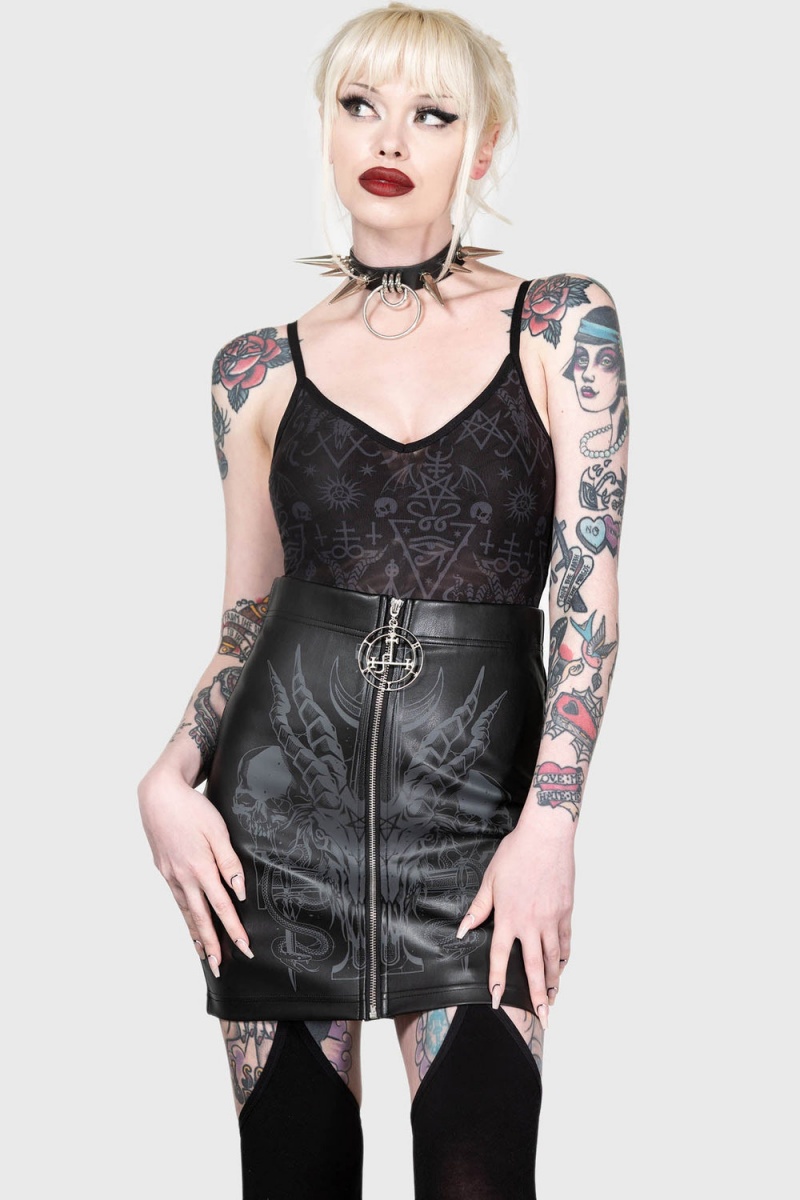 Killstar Scarlet Flame Mini Skirt Negros | 45689-QMNH
