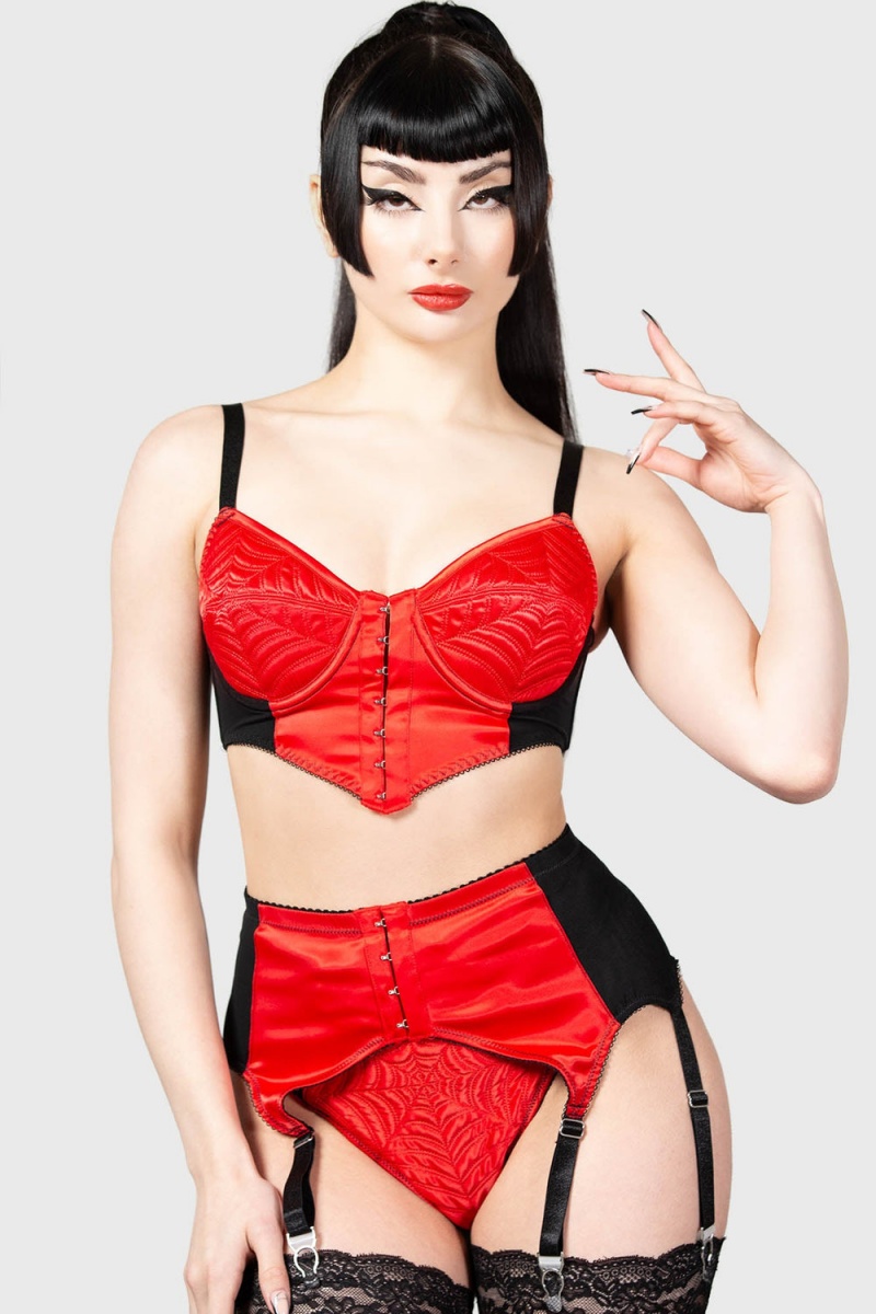 Killstar Scarlet Webutant Bullet Bra Rojos | 68201-RYHV