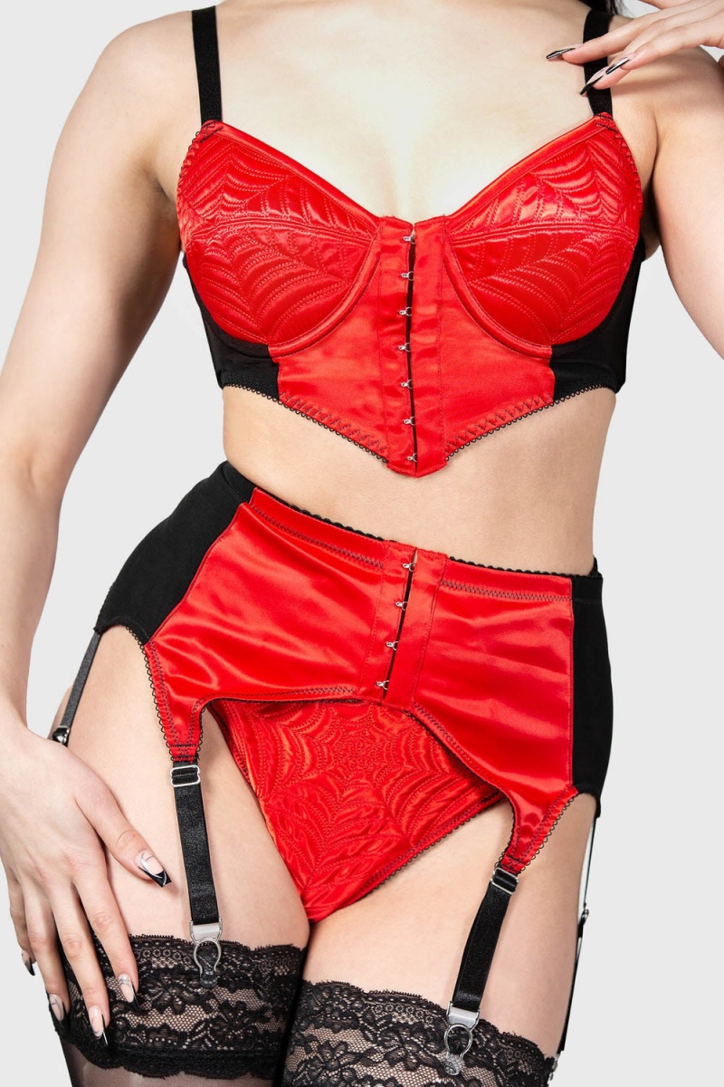 Killstar Scarlet Webutant Bullet Bra Rojos | 68201-RYHV