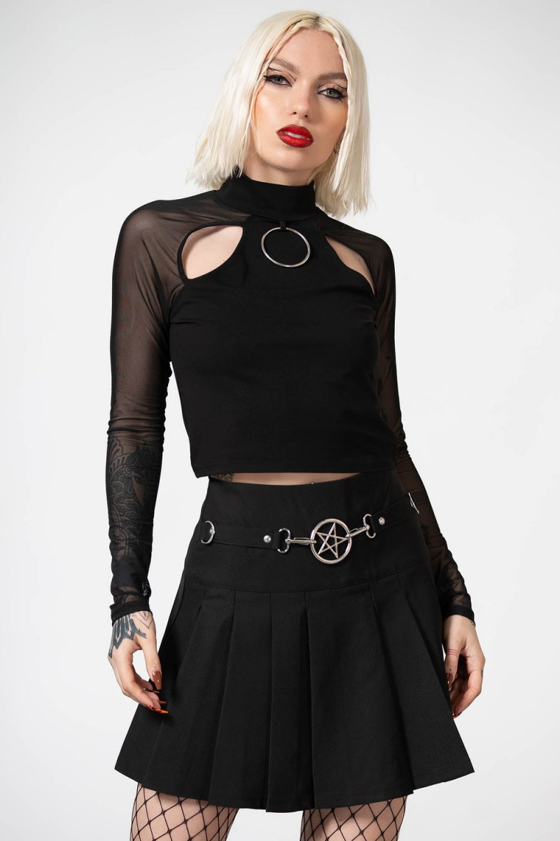Killstar Scary Plisado Skirt Negros | 50729-OPRI
