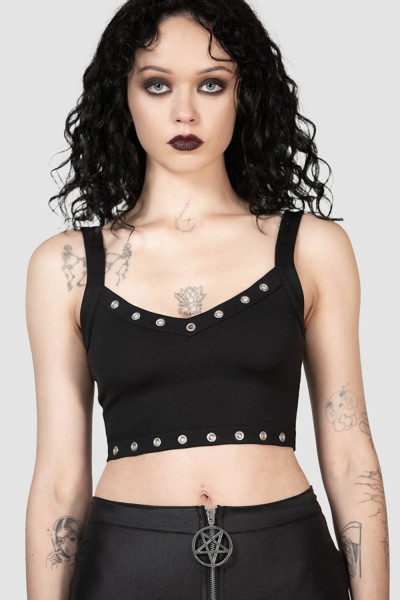 Killstar Scene Rivet Top Negros | 85267-JACZ