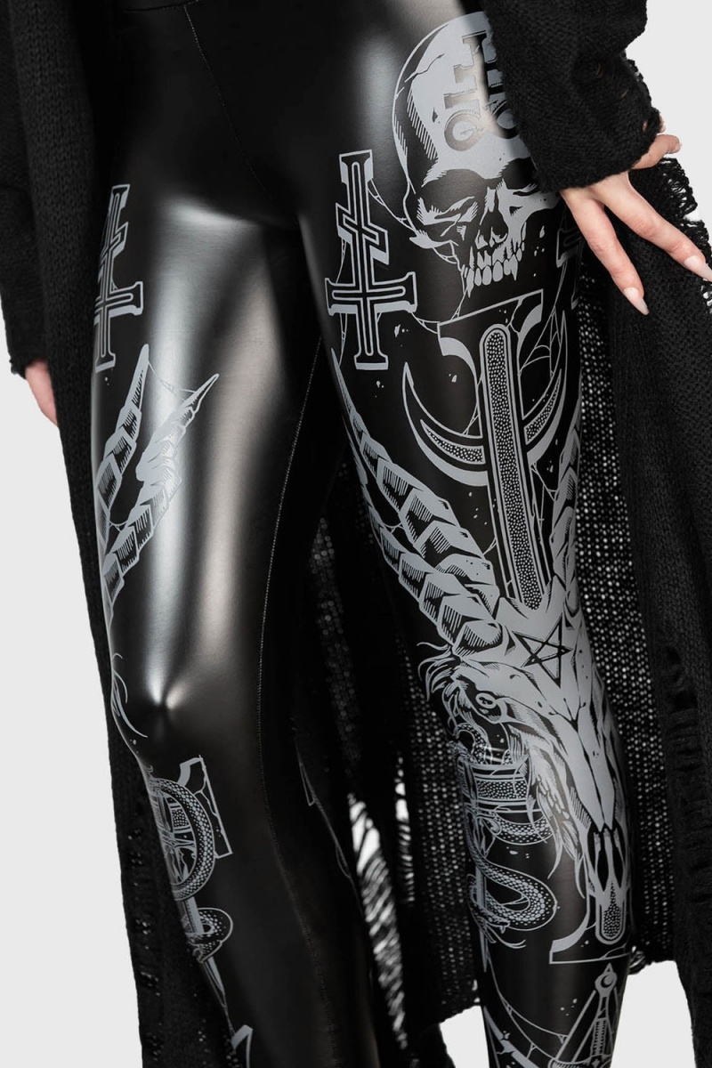Killstar Screech Owl Leggings Negros | 49651-NUKD