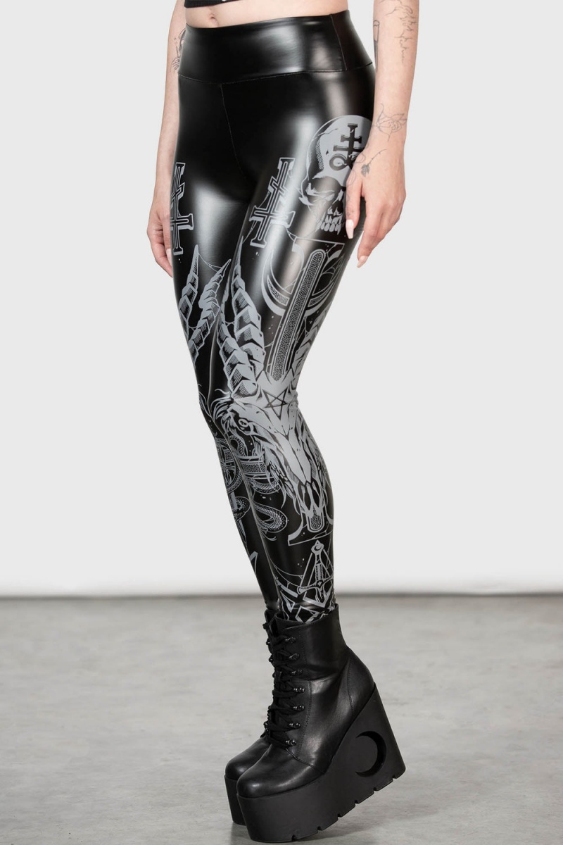 Killstar Screech Owl Leggings Negros | 49651-NUKD