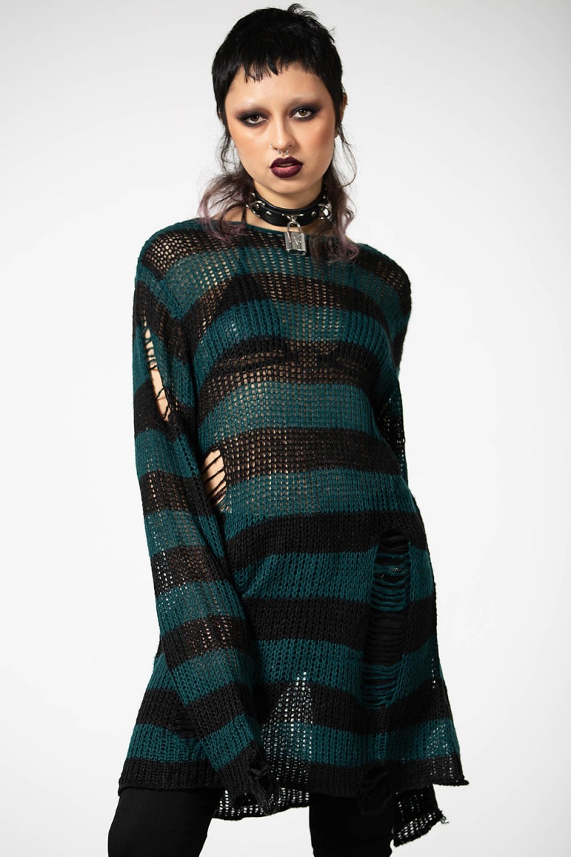 Killstar Sea Punk Knit Sueter Verdes | 94701-MTPL