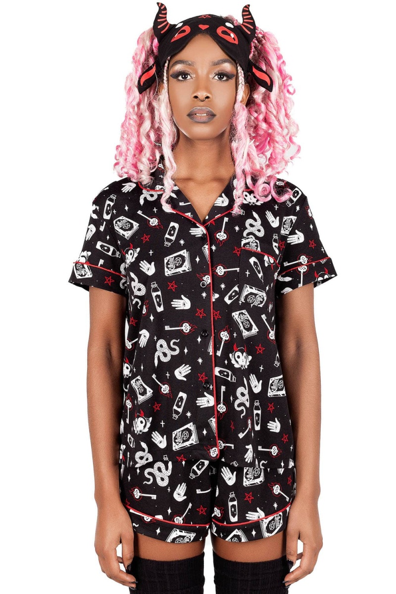 Killstar See U In Hell Lounge Set Negros | 45691-PHCA
