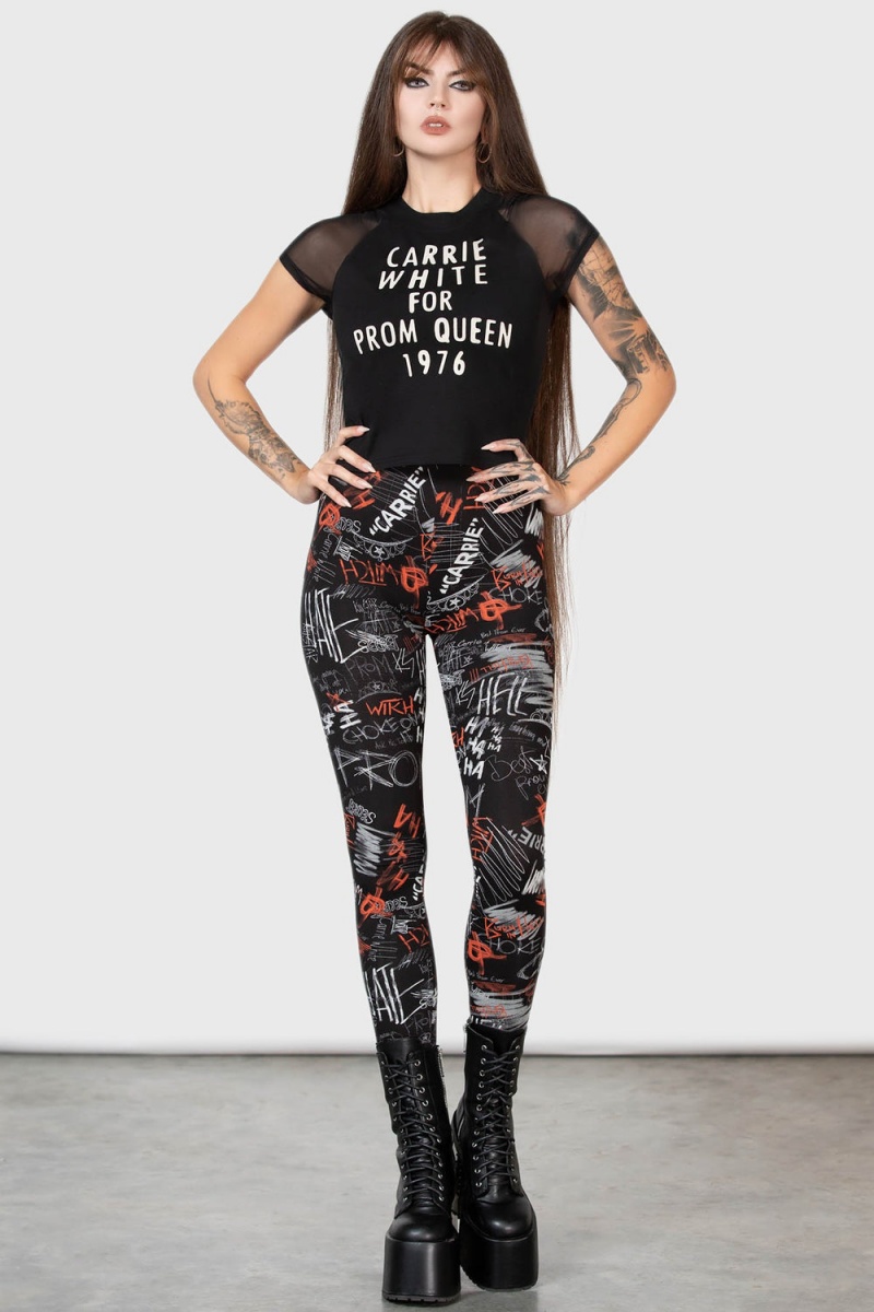 Killstar Senior Prom Shrunken T-Shirt Negros Blancos | 05172-ZADU