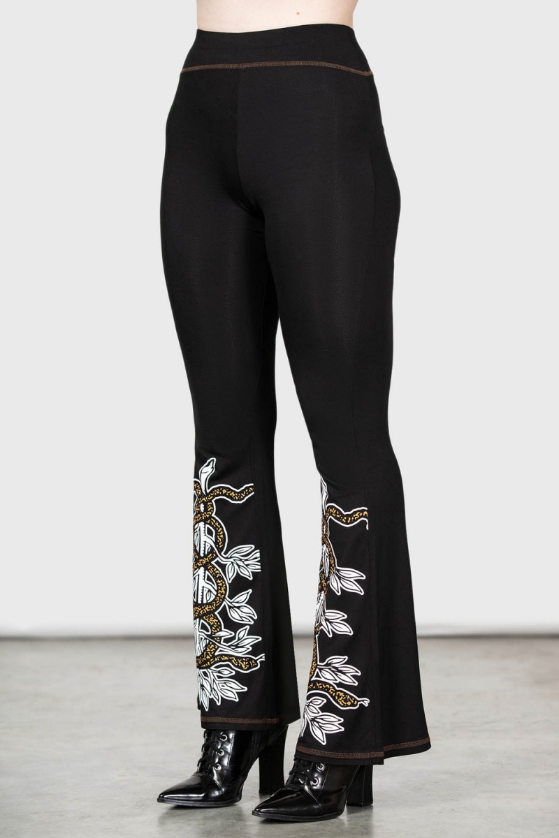 Killstar Serpent's Trick Bootcut Trousers Negros | 59012-DTUG