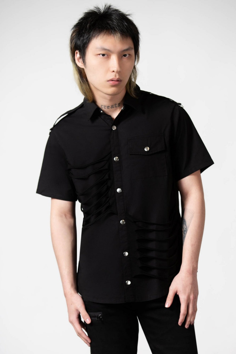 Killstar Shayde Button-Up Shirt Negros | 62403-GUIS