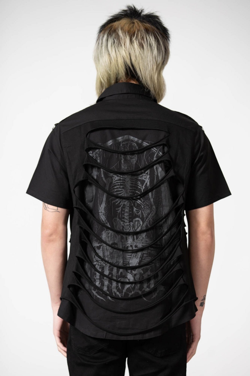 Killstar Shayde Button-Up Shirt Negros | 62403-GUIS