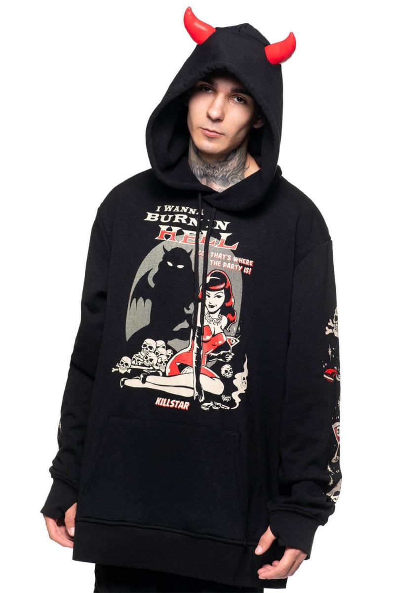 Killstar She Devil Hoodie Negros | 91570-VMGI