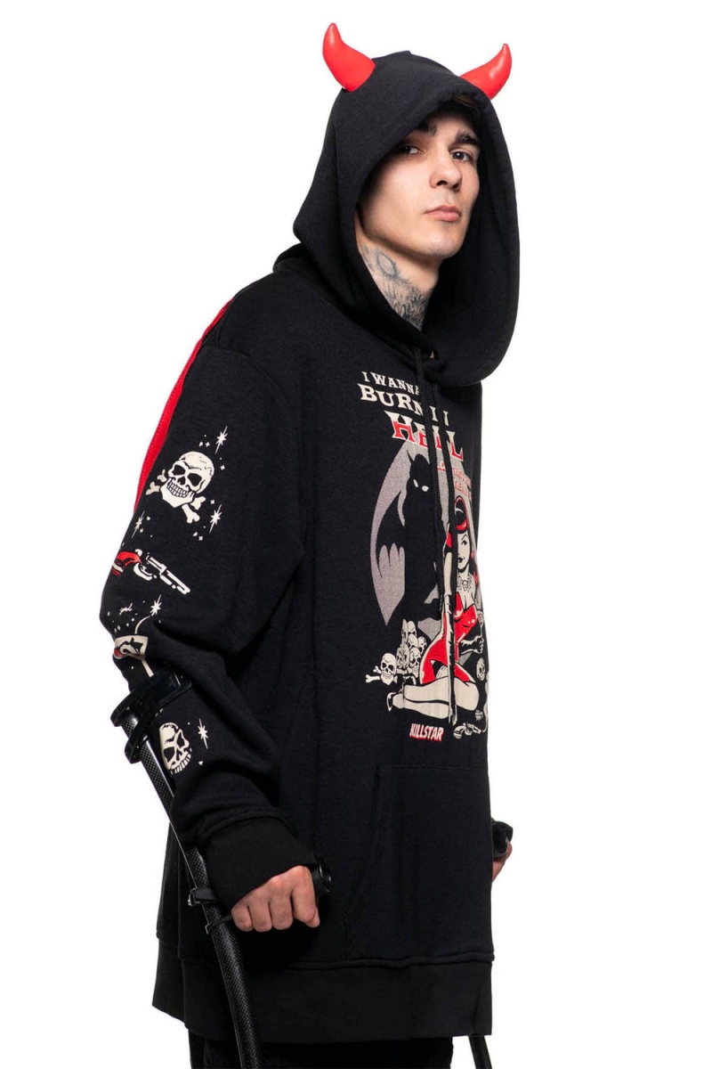 Killstar She Devil Hoodie Negros | 91570-VMGI