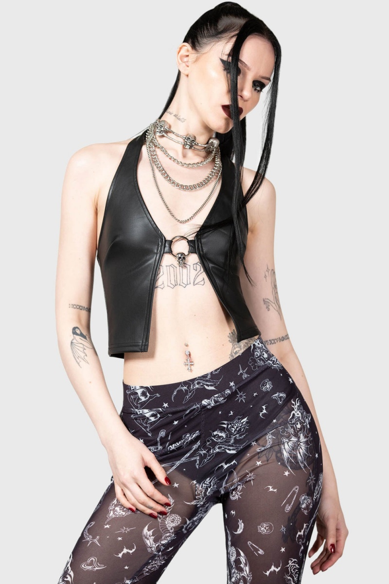 Killstar Sheenah Halter Top Negros | 09823-AGOJ