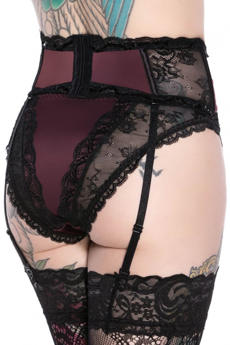 Killstar She's Poison Garter Belt [WINE] Rojos | 01379-TXZO