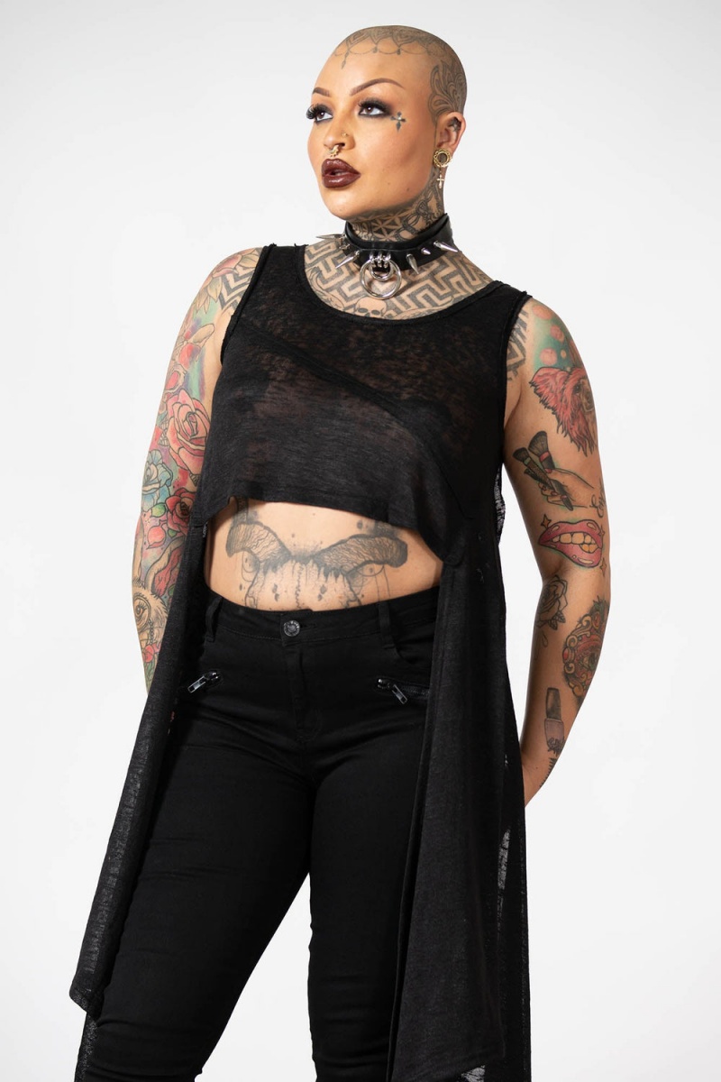 Killstar Shirley Crop Vest Negros | 53018-FNSP
