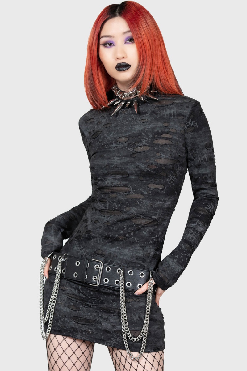 Killstar Shows Over Bodycon Vestido Negros | 97640-SMQF
