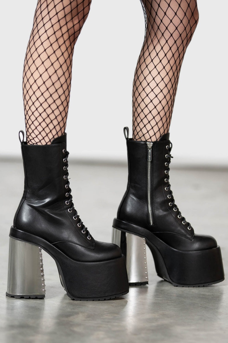 Killstar Sinderella Boots Plateados | 51390-CGWA