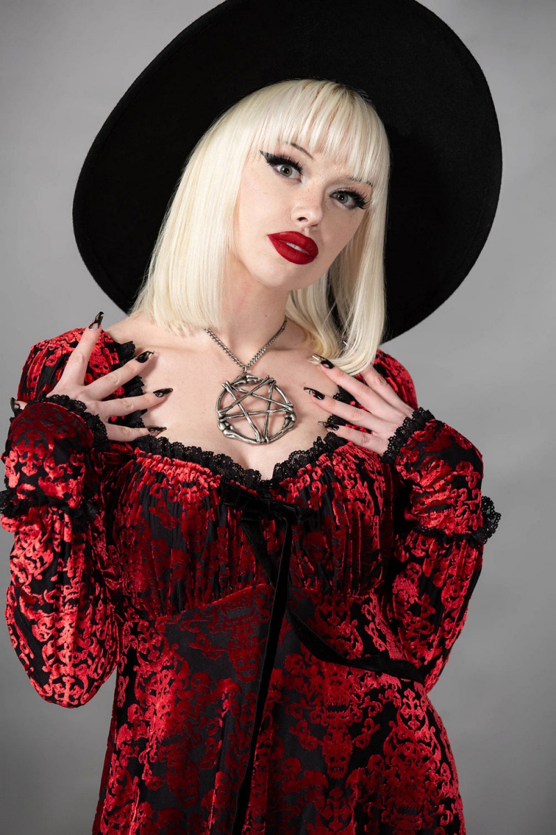 Killstar Sitri Long Sleeve Vestido Rojos | 37216-RCOV