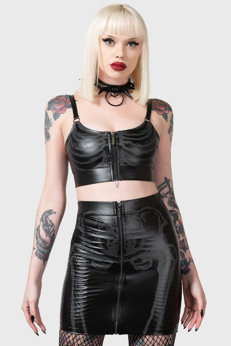 Killstar Skellington Skirt Negros | 39576-ADQV