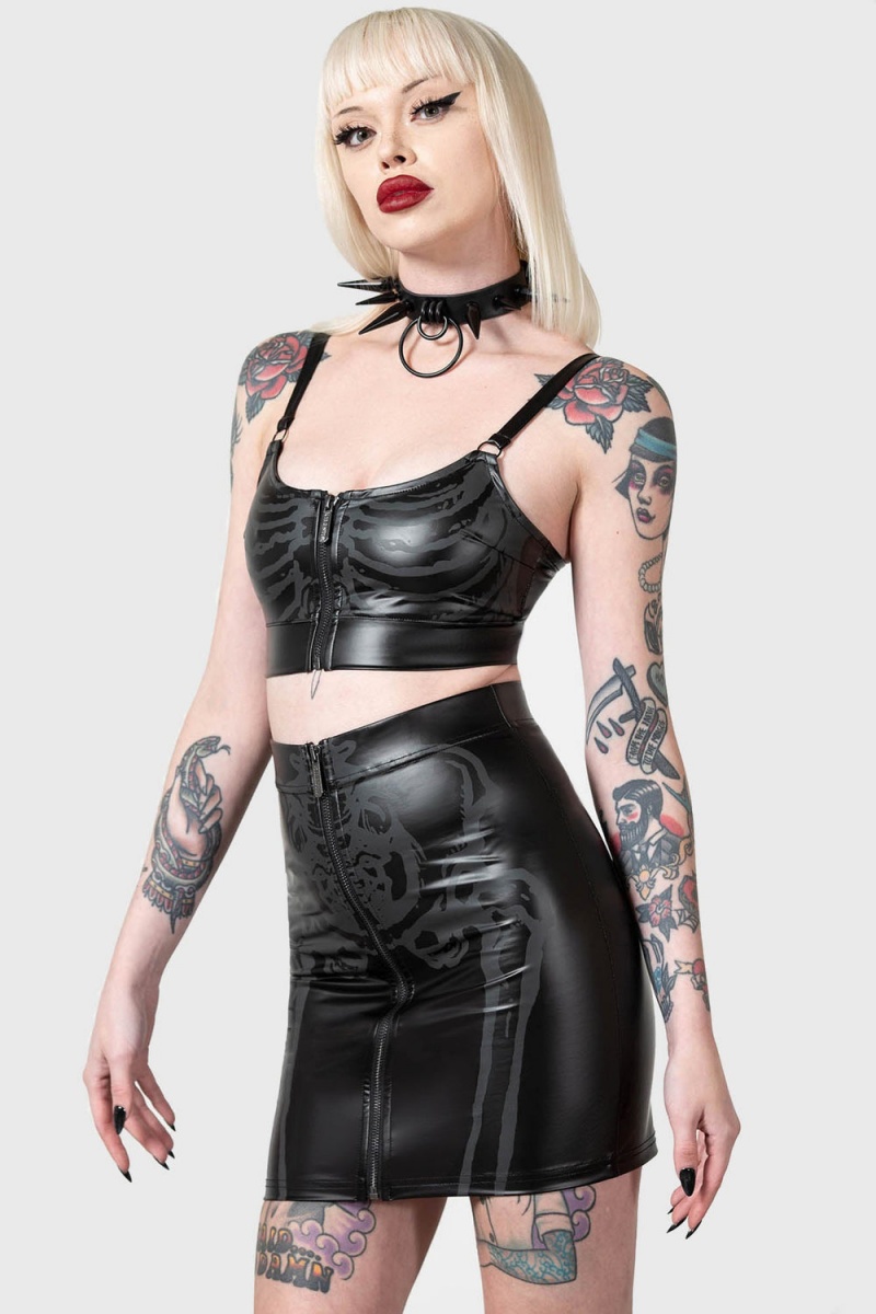 Killstar Skellington Skirt Negros | 39576-ADQV