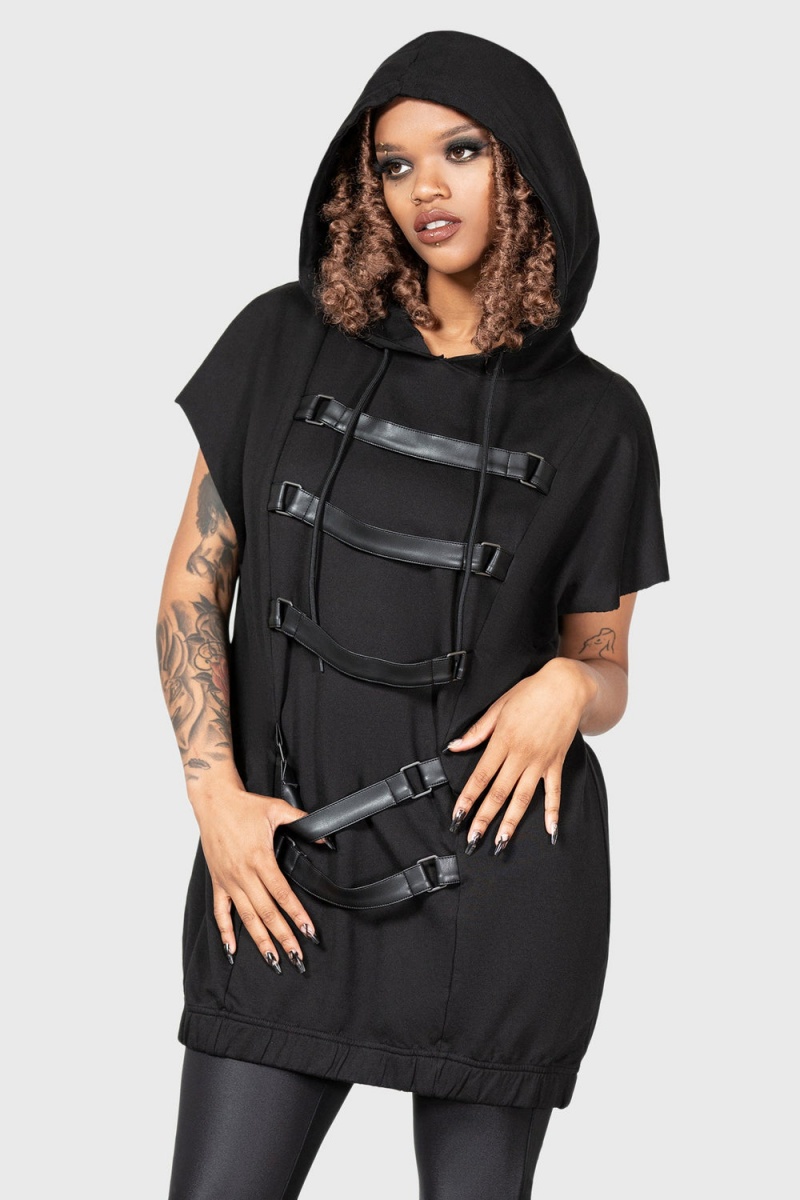 Killstar Skonnad Sin Manga Hoodie Negros | 06547-YWMF