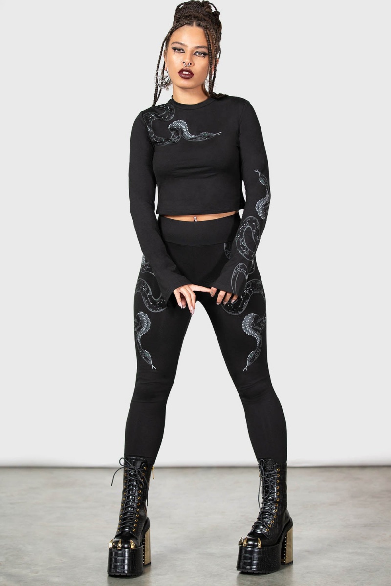 Killstar Slitherina Leggings Negros | 49017-ORJZ