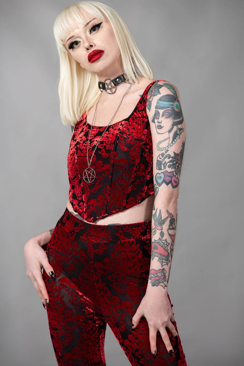 Killstar Snarl Corset Top Rojos | 23107-PEUC