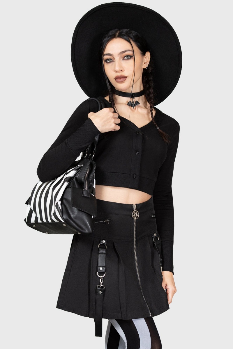 Killstar Solitude Suits Me Cardigan Negros | 23516-DKJU