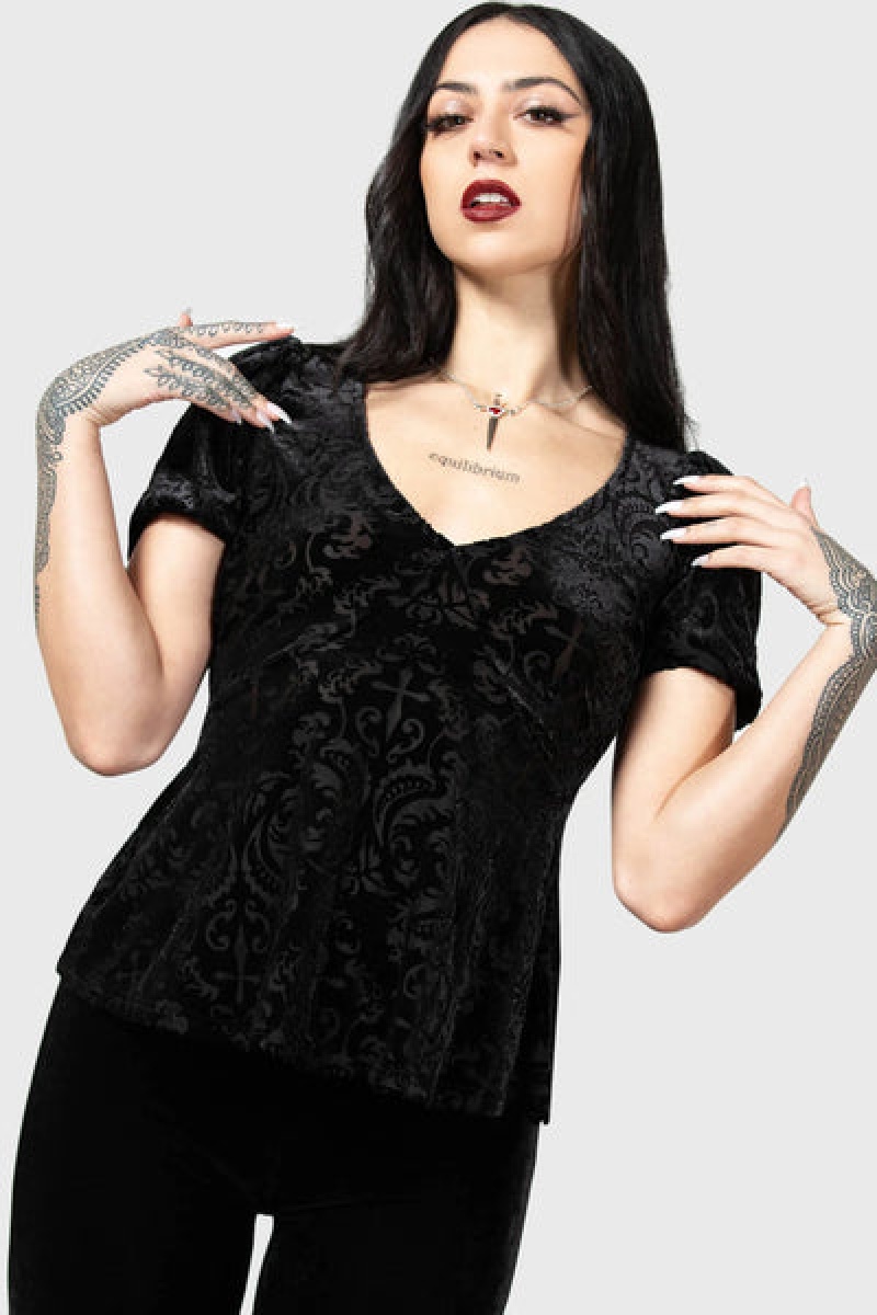 Killstar Sombre Heart Top Negros | 73025-NDYA