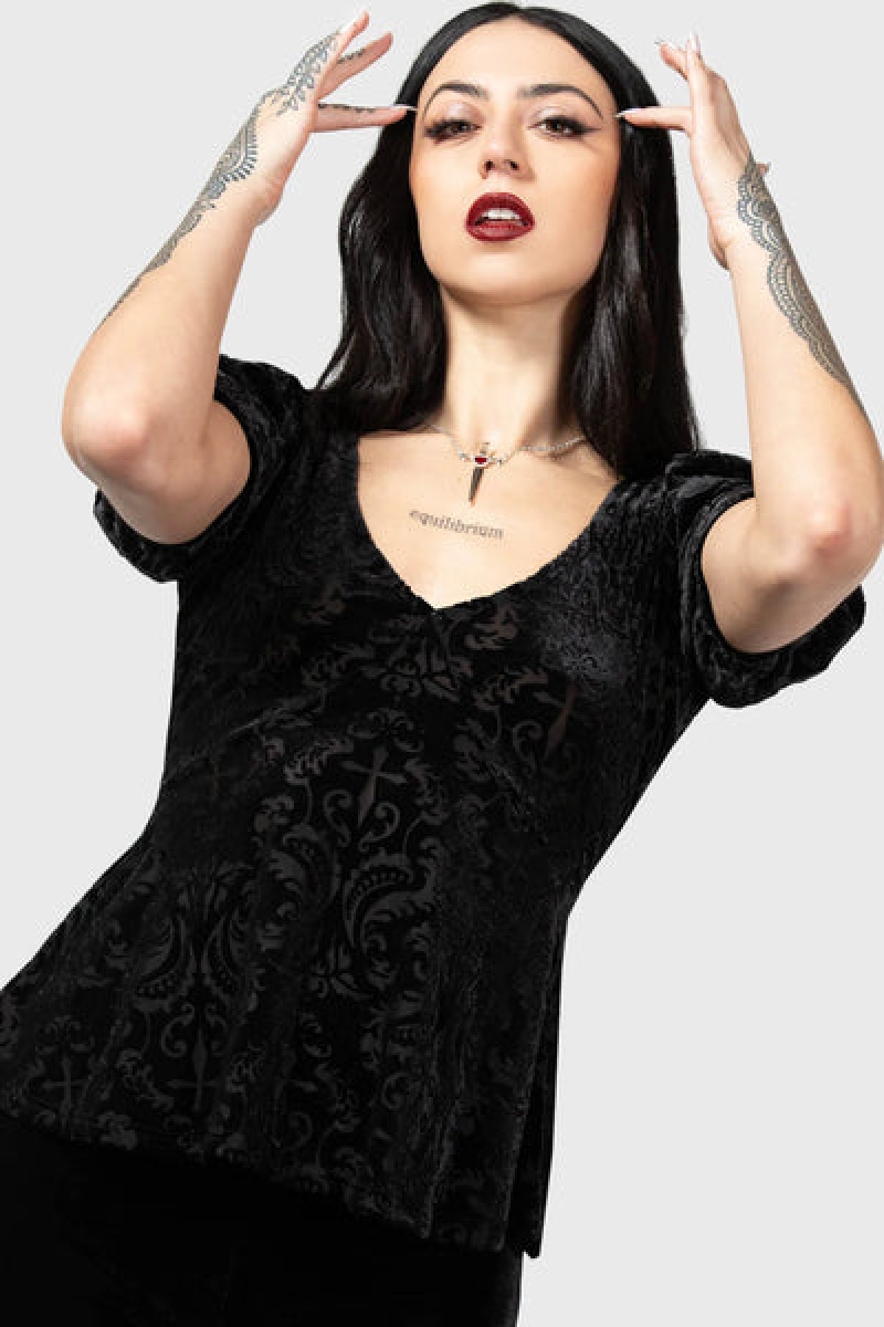 Killstar Sombre Heart Top Negros | 73025-NDYA
