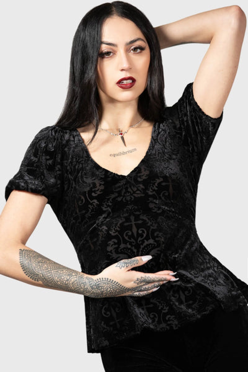 Killstar Sombre Heart Top Negros | 73025-NDYA