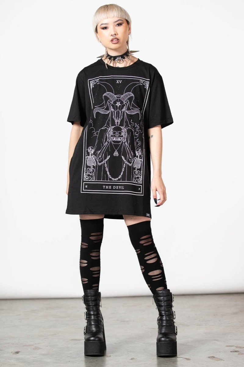 Killstar Soul Card T-Shirt Negros | 09812-XNQU