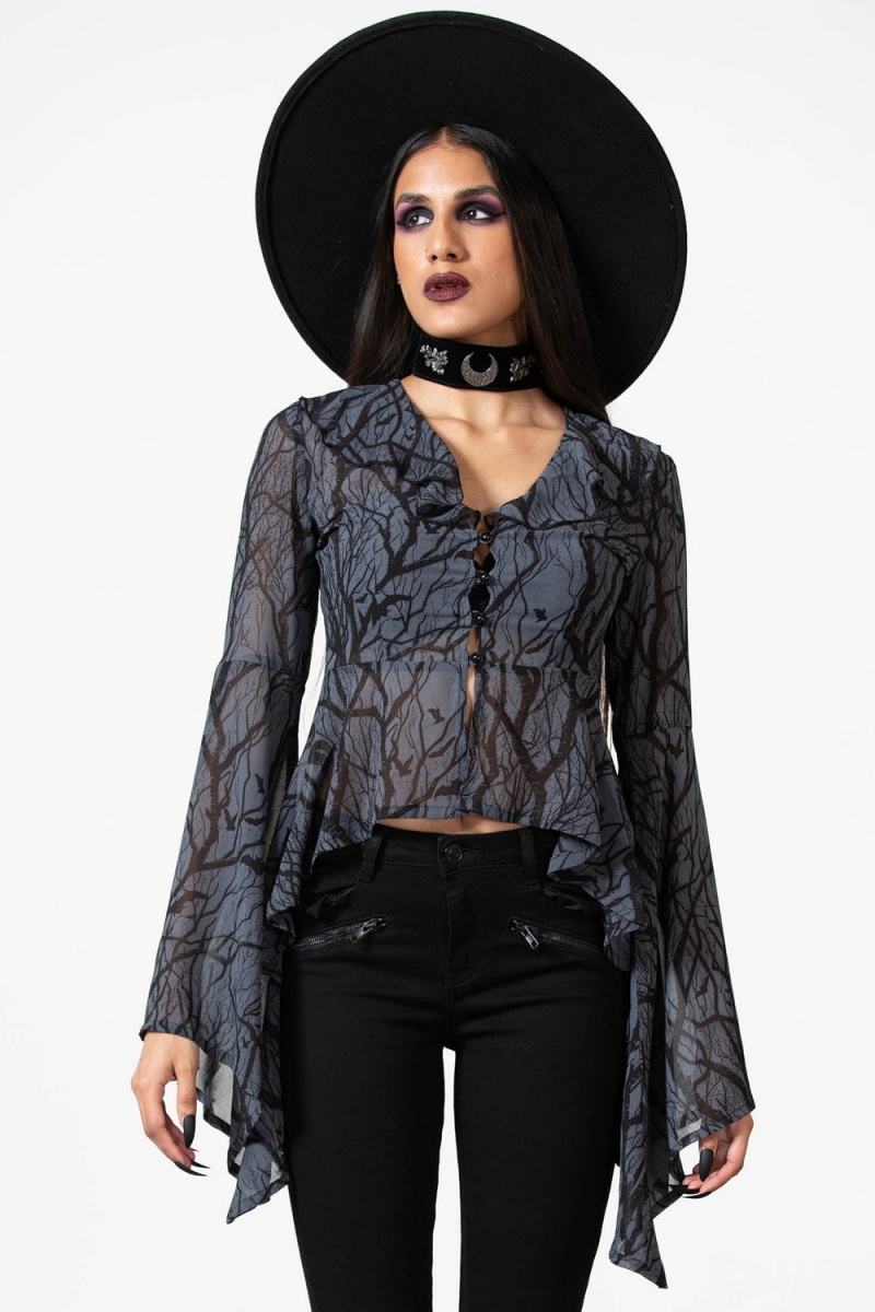 Killstar Spellcraft Long Sleeve Top Negros | 56398-KBWO