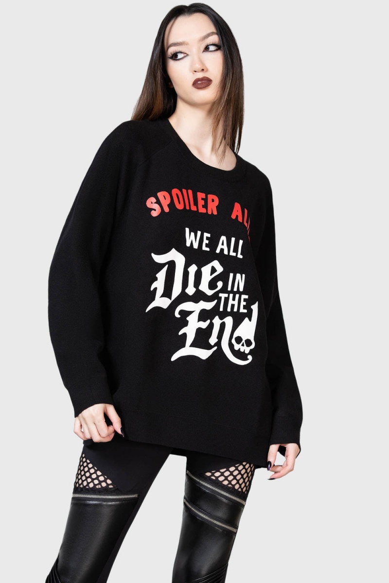 Killstar Spoiler Batwing Sueter Negros | 79583-YUHJ