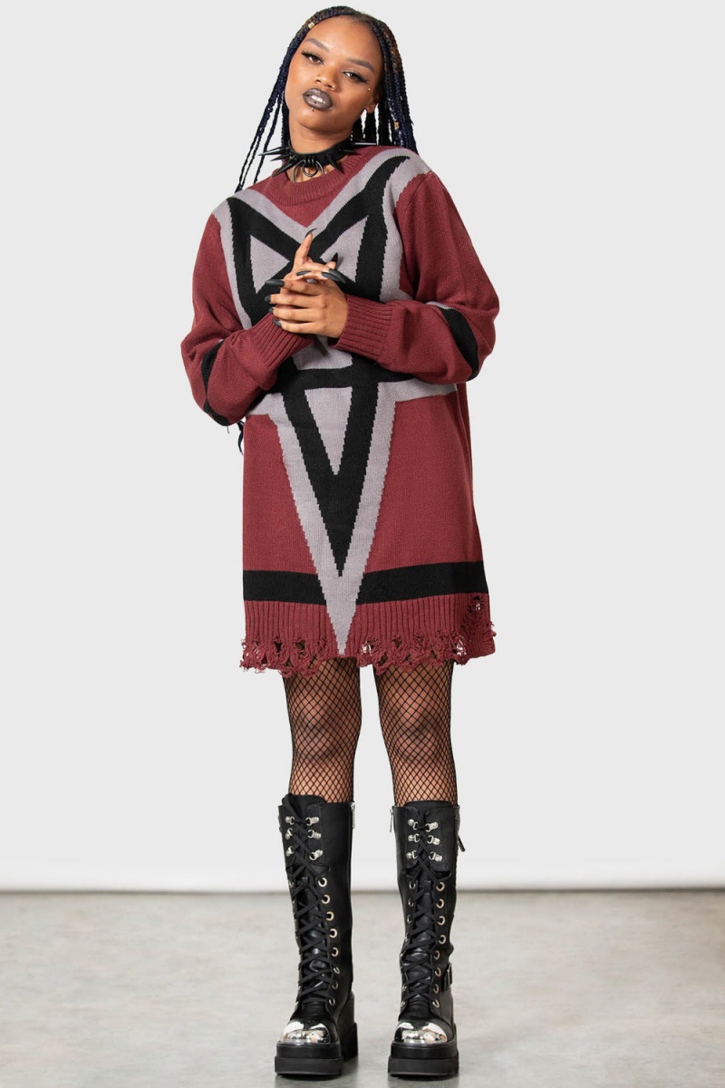 Killstar Star Crux Knit Sueter Rojos | 62849-UCEL